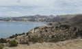 Along the road from San Pedro de Tiquina to Copacabana on the Titicaca lake, the largest highaltitude lake in the world 3808m